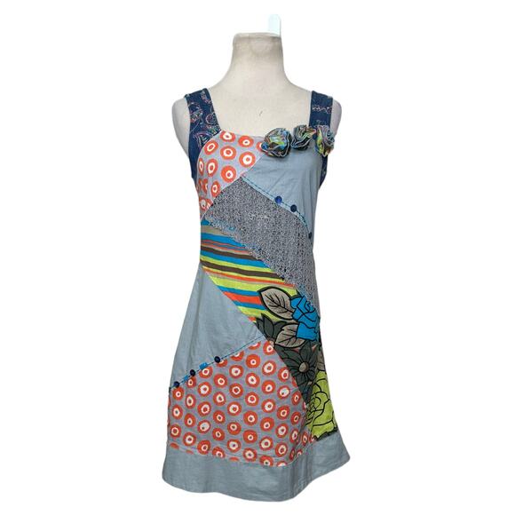 Lucy and Co. gray green pink patchwork Tank Mini Dress Size Small - Picture 1 of 16